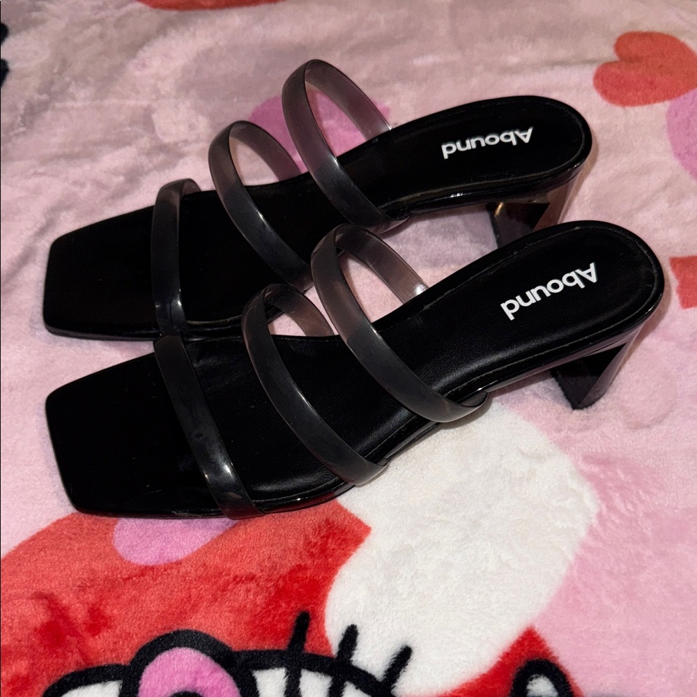Abound Black Heeled Sandals with Clear Straps
